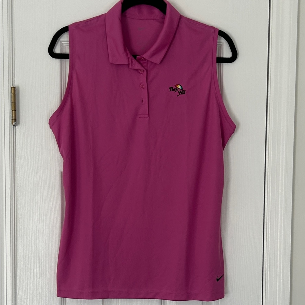 Nike Women's Pink Sleeveless Golf Polo Shirt.  Size Medium